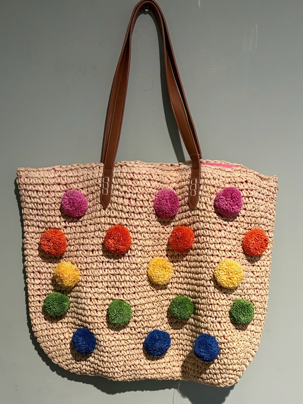 I.N.C. International Concepts Tropical Straw Tote Shoulder Bag